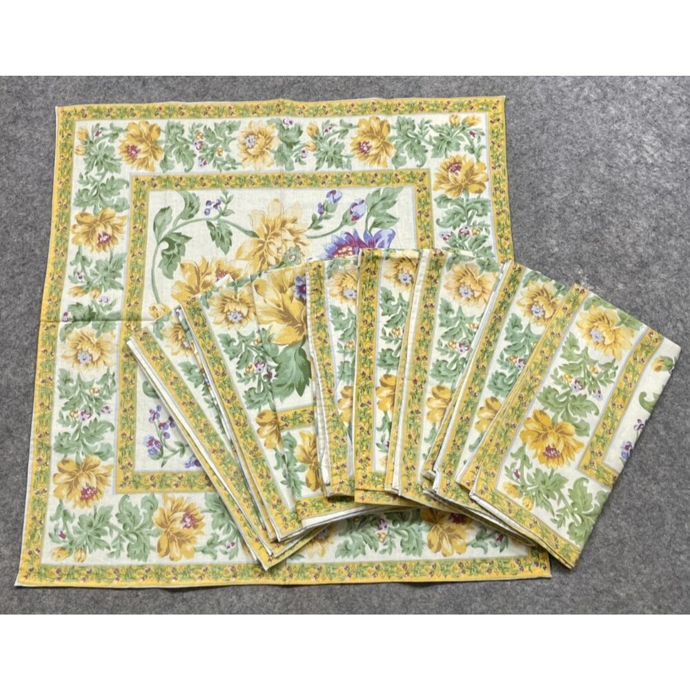 April Cornell Napkins Rosehip Floral Straw Natural Flowers Set of 9 24x24 New